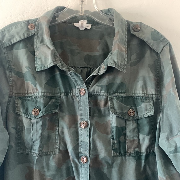 TRIBAL JEANS  Women Long Sleeve Button-Down  Camo Shirt Size Large - Picture 2 of 12